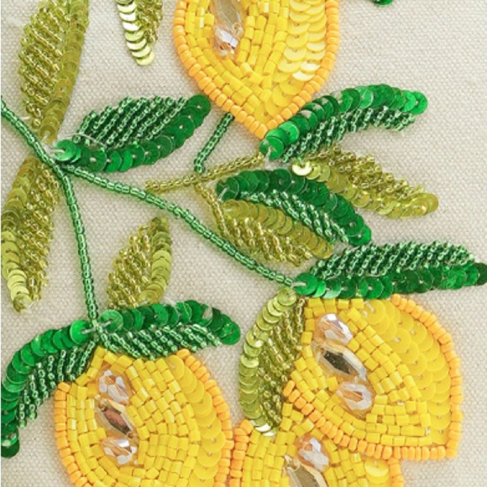 America & Beyond Lemon Embroidered Mini Canvas Tote NWT - Picture 5 of 7